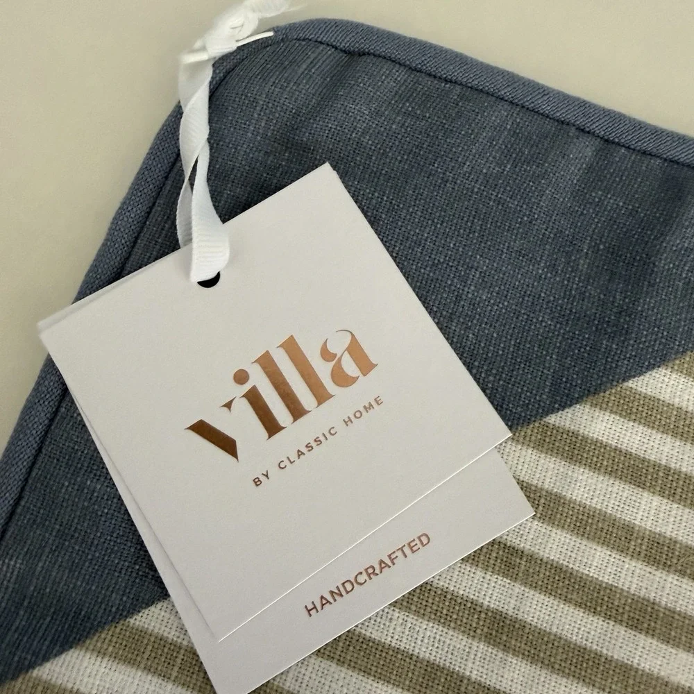 Villa‎ Classic Home Ambrose Blue Natural 22x22 Pillow Cover Pottery Barn Linen
